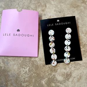 Lele Sadoughi earrings white circles gold accent